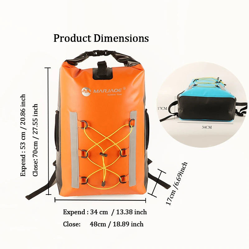 30L Dry Wet Separation Sports Bag for Outdoor Activities -Waterproof Backpack with Reflective Strips, for Hiking, Diving, Camp