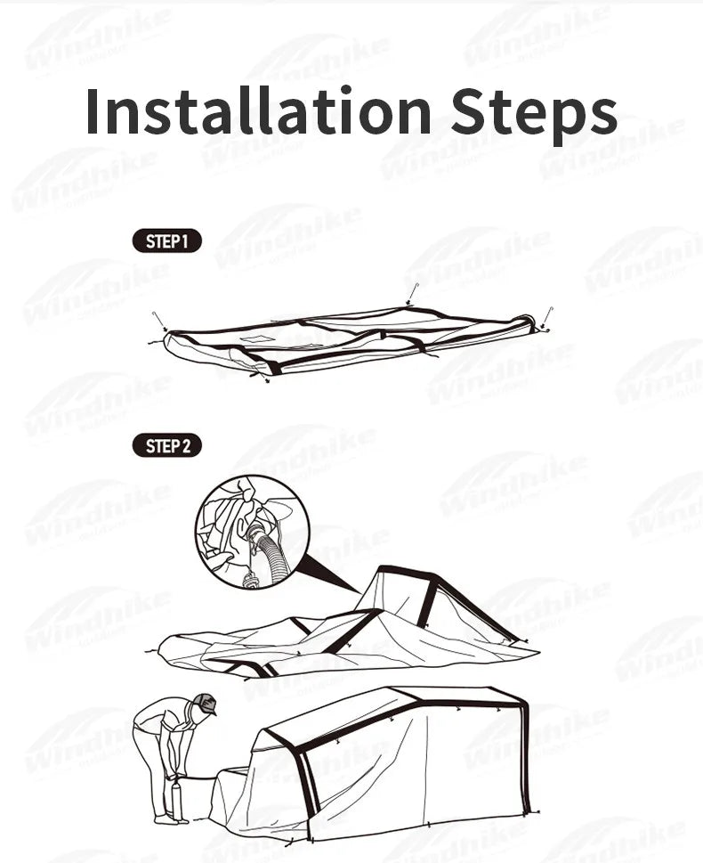 Naturehike Air Cabin Tent Inflatable Wall Camping Tent for 2-4 Person Family Group Travel Camping House Two Rooms Aluminum Alloy