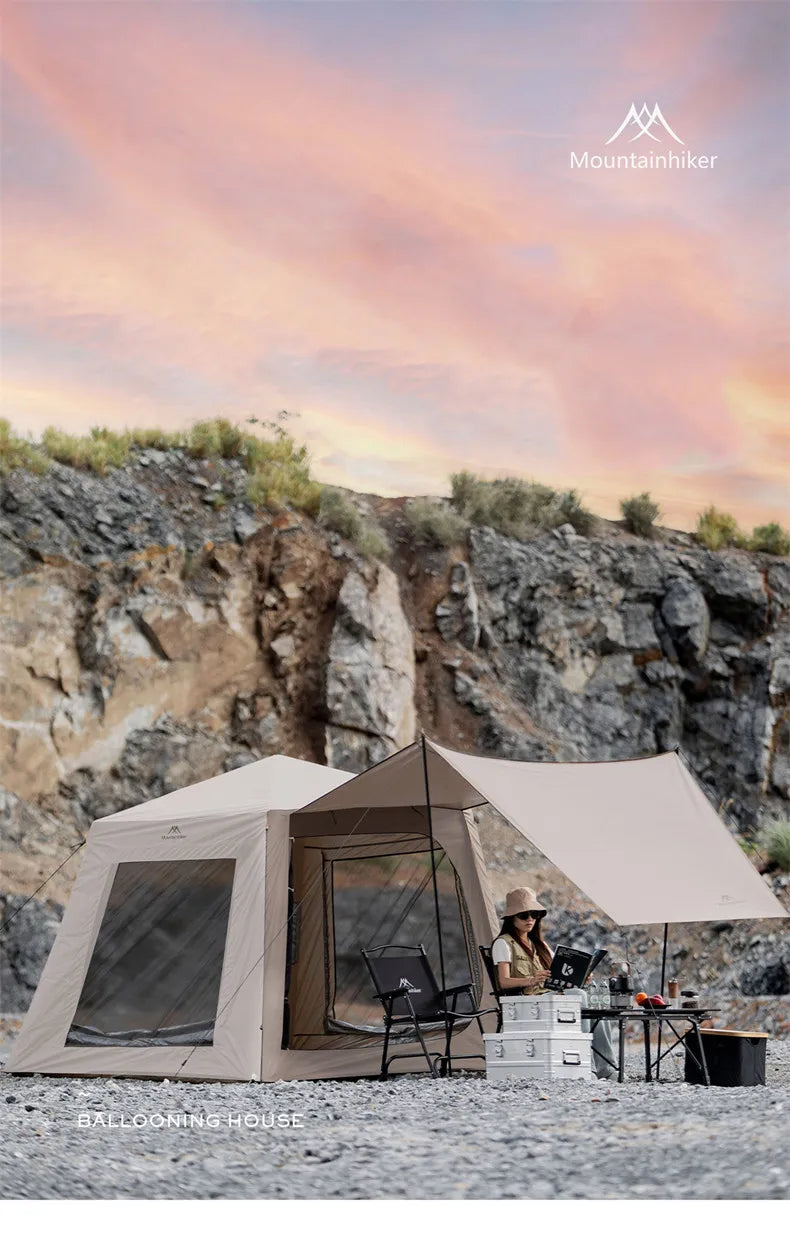 Outdoor Camping Inflatable Tent Mountainhiker Rainproof UV Protection Large Sunshade Canopy Silver-Coated Quick Inflatable Hut