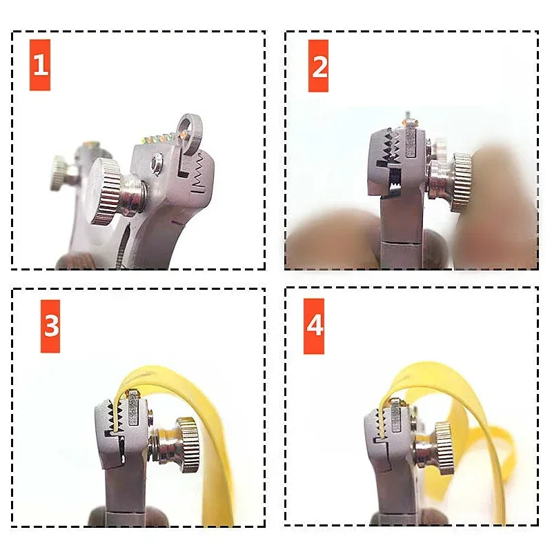 Hunting Slingshot Stainless Steel Bow Head + Wooden Handle Catapult with Rubber Band  for Outdoor Sports Entertainment Toys