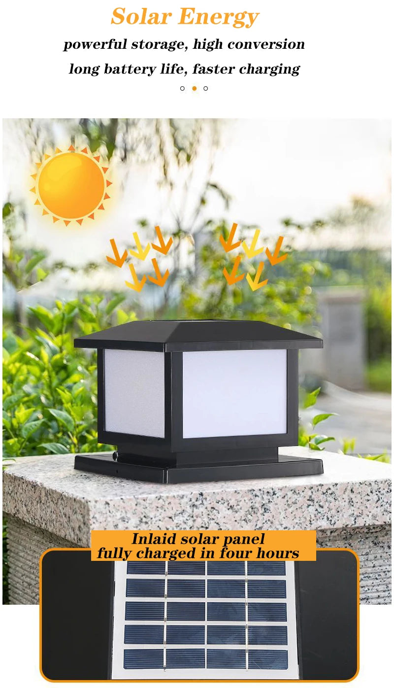 Timed LED Solar Outdoor Light Pillar Solar Lights Waterproof Thick Garden Pathway Parking Yard Outdoor Decor Lamp RC Solar Light