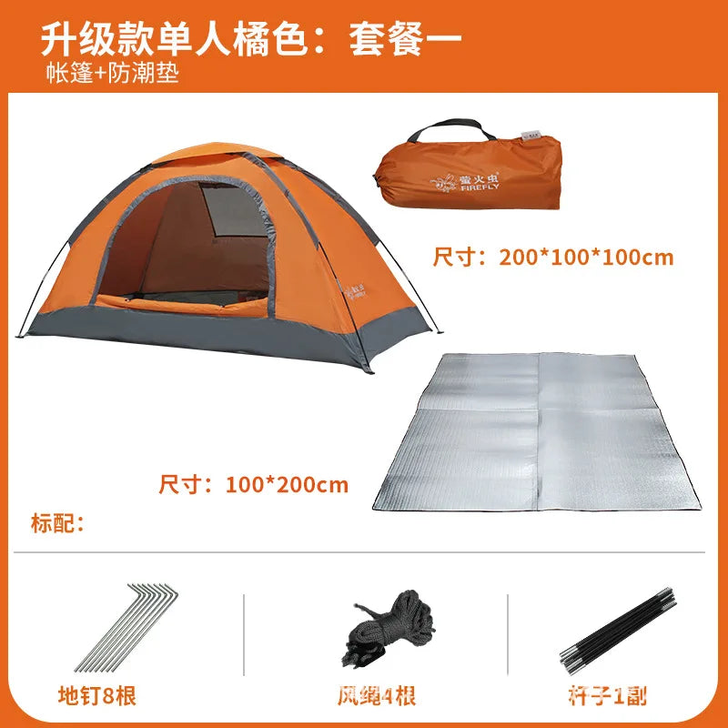 Single Camping Tent -190T Silver Plated Polyester 150D Waterproof Oxford 1.42KG Lightweight and Portable Outdoor Tent ultralight