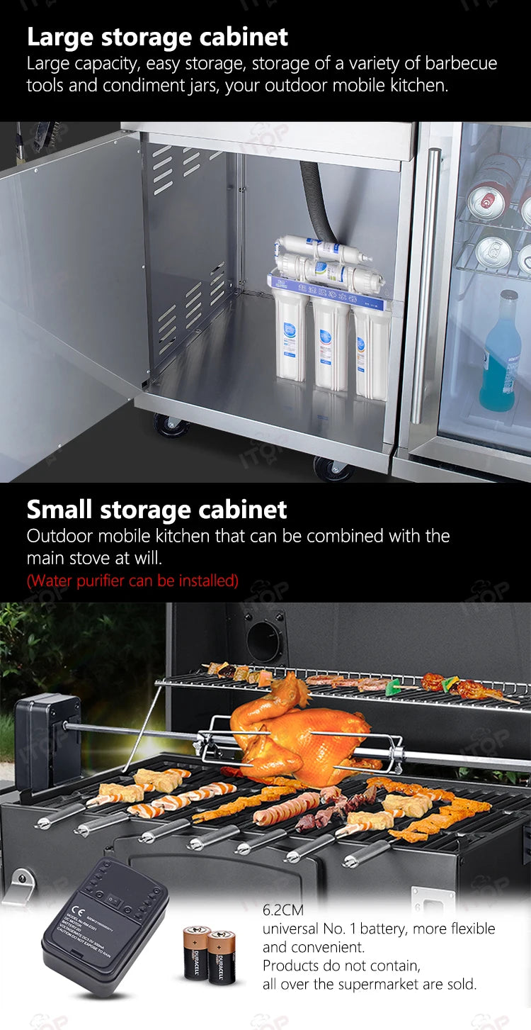 Outdoor Charcoal Bbq Grill With Chiller and Sink Stainless Steel 304 Barbecue Grill Bbq Stove Outdoor Stainless Steel Bbq Grill