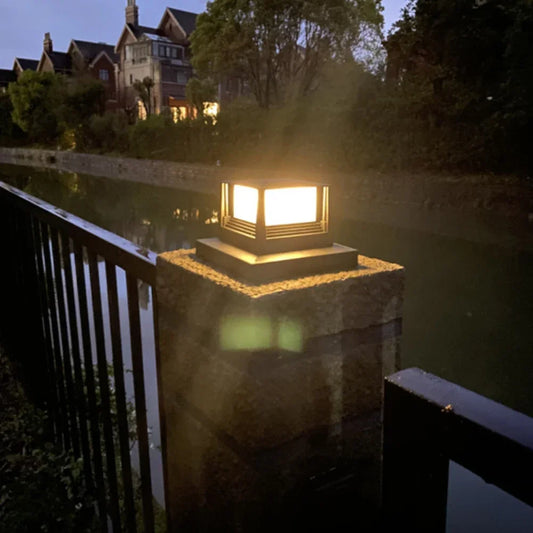 Waterproof Led Light Fence Lamp Solar Panel Pipe Garden Street Solar Powered Landscape Lamp Light Hot Solar Pillar Post Cap New