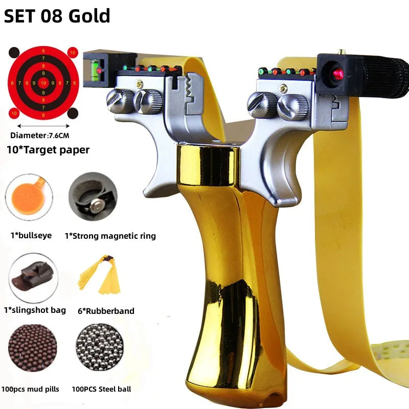 Powerful New Laser Slingshot Upgrade Outdoor Shooting Catapult Double Screw Quick Pressure Rubber Band Toy Hunting Tools Outdoor
