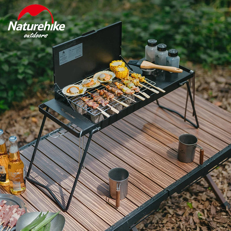 Naturehike Camping Portable Foldable Barbecue Grill Outdoor Mini Camping Grilling Rack 2-speed Adjustable Fire Mini BBQ Table