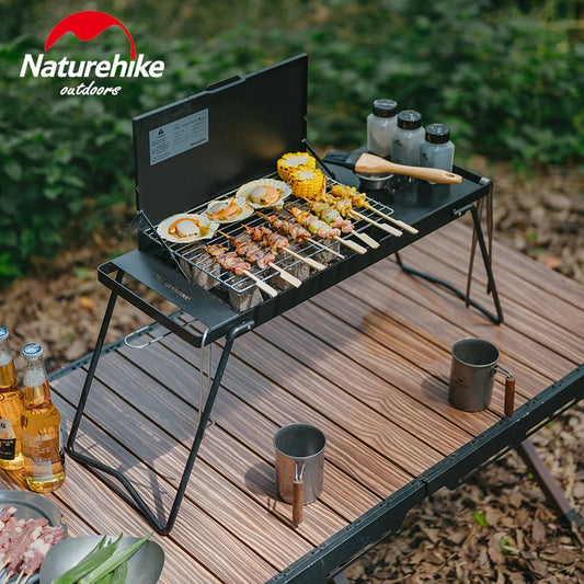 Naturehike Camping Portable Foldable Barbecue Grill Outdoor Mini Camping Grilling Rack 2-speed Adjustable Fire Mini BBQ Table