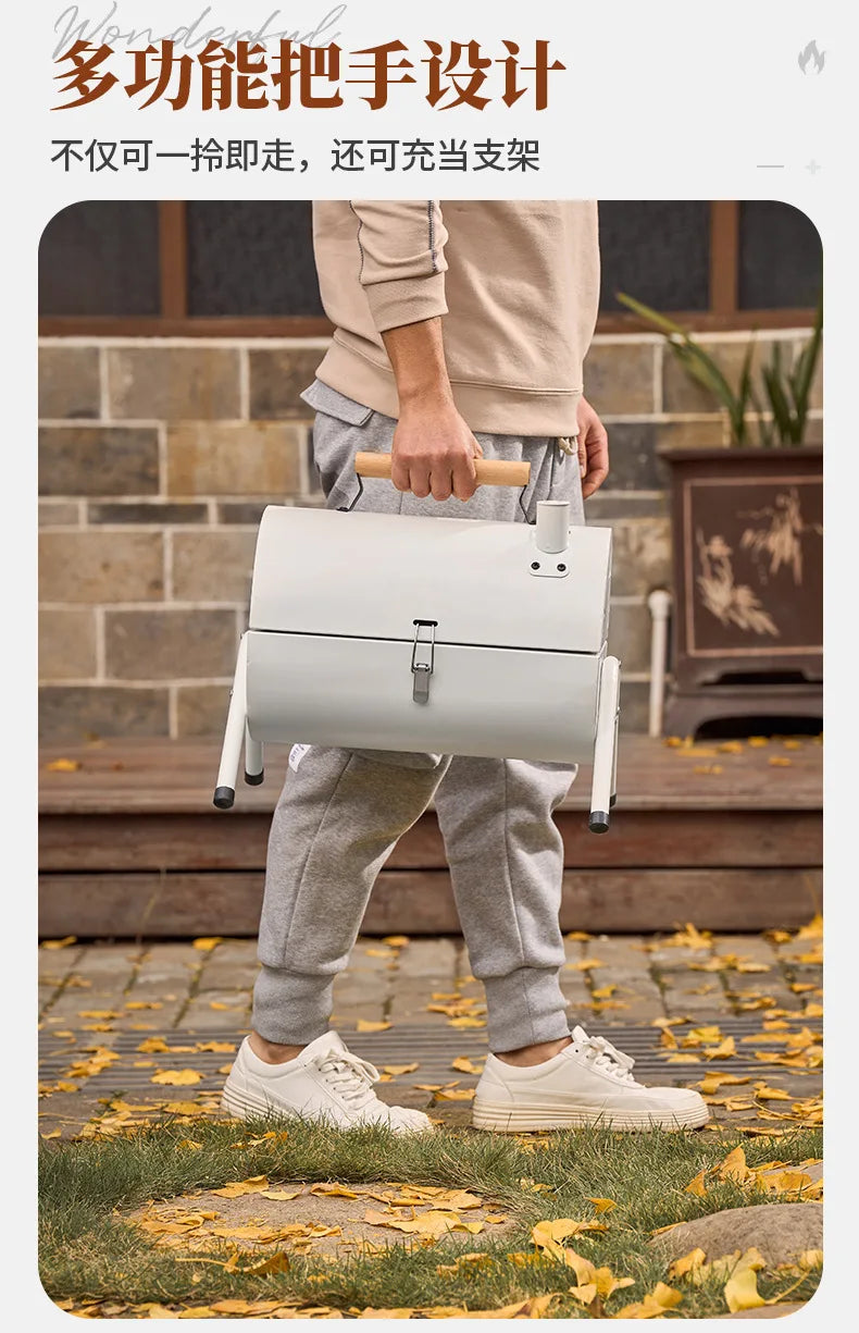 Multifunction  Portable Dual Purpose BBQ Grill Heating Stoves Camping Barbecue Grill Rack Net Firewood Stove Ironwork BBQ Grill