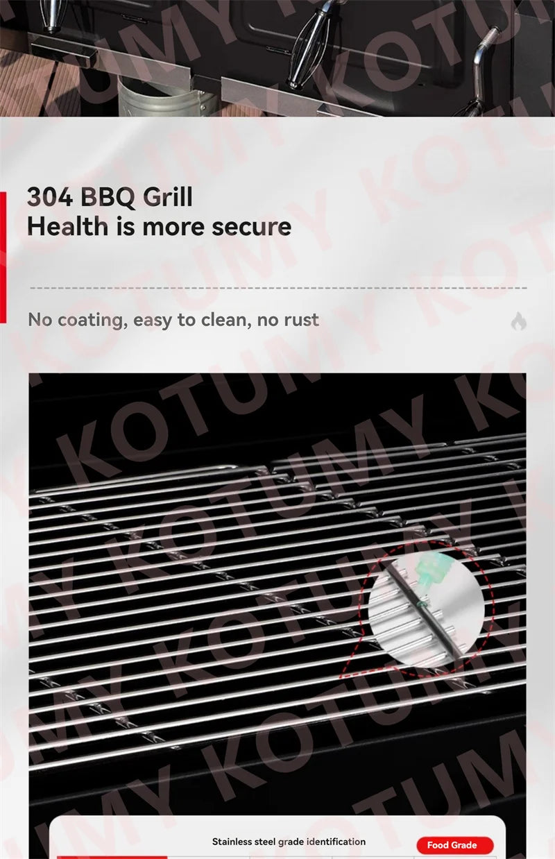 Stainless Steel Tabletop Charcoal Grill with Barbecue Grill Potable Charcoal Grill in Cooking Area Outdoor Camping