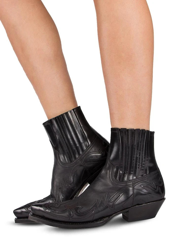 2023 New Men's Ankle Boots High Quality Work Cowboy Boots Zipper Up Motorcycle Boots Men Fashion Western Boots Plus Size 35-48