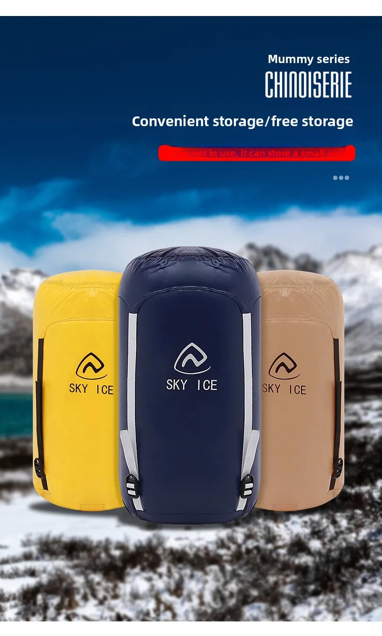 SKY ICEFeichan Mummy Down Sleeping Bag for Adults Outdoor Camping Winter Thickened Goose Down Cold-Proof Warm
