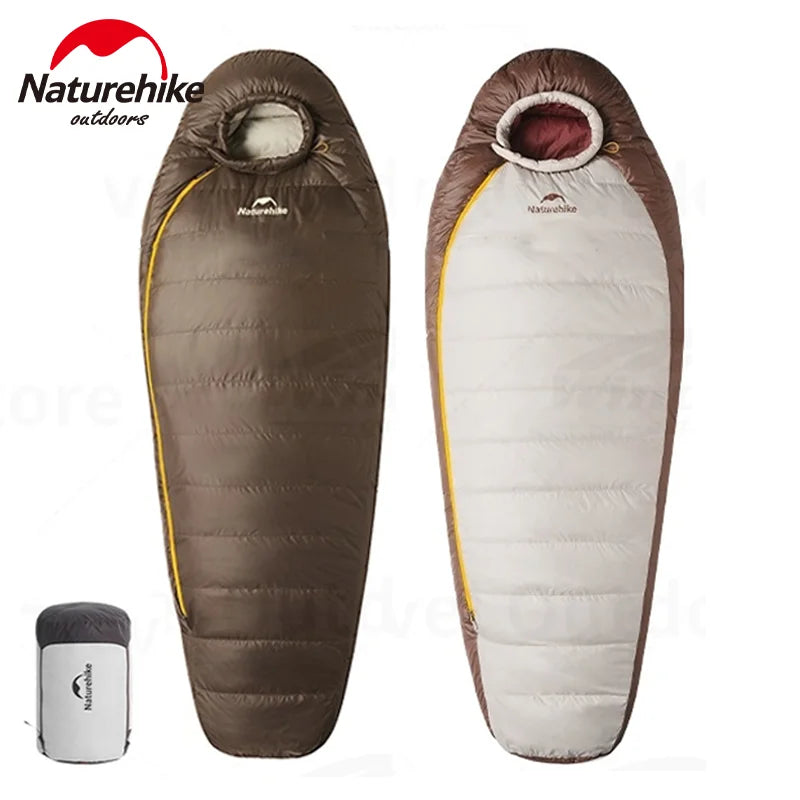 Naturehike Snowbird New Sleeping Bag Winter Duck Down Sleeping Bag Ultralight Camping Sleeping Bag Mummy 650FP Warm -10.8~3.8℃