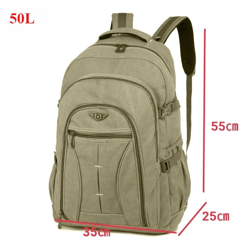 55L 70L Canvas Sports Backpack Men Outdoor Hiking Camping Travel Bag Luggage Rucksack Large Capacity Climbing Tactical Backpack