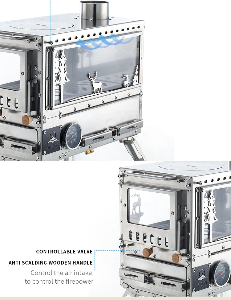 Firewood Stove Tent Heater Wood Furance Pellet Stove Brazier Grill Outdoor Camping Stove Portable Tent Heating Drawer Oven New