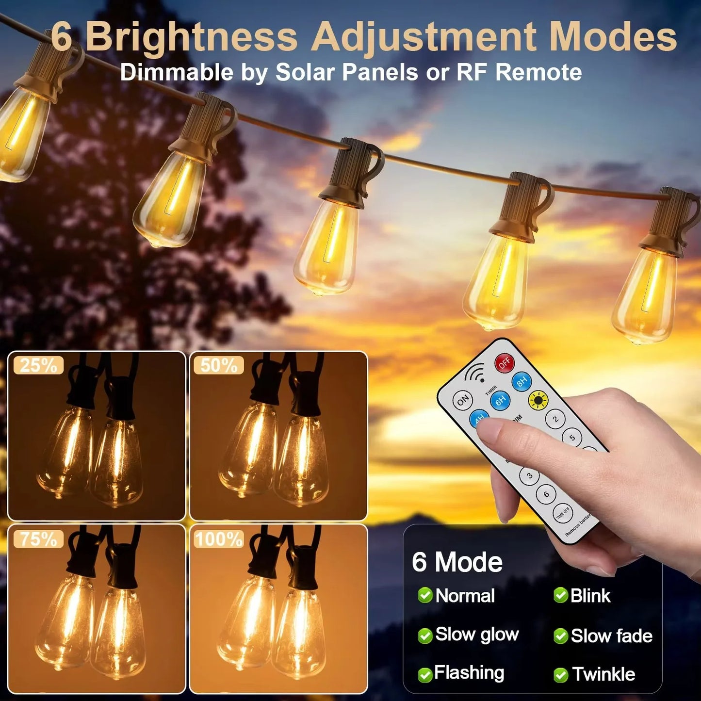 Waterproof Outdoor Solar Light Garden ST38 1200MAH LED Solar Lighting Garland Shatterproof 25ft 32ft Solar Street String Lights