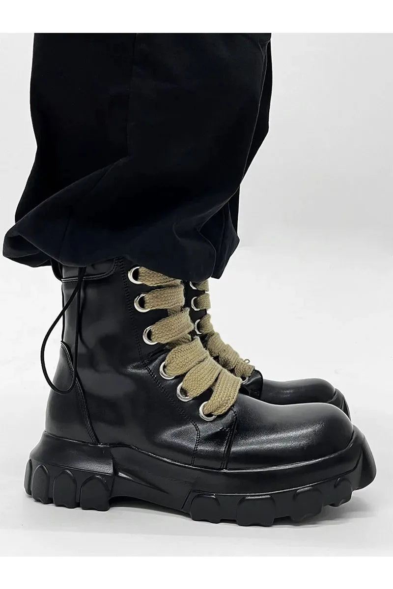 Autumn Motorcycle men Ankle Boots Street Goth Platform Rock Chunky Heels Punk Designer Shoes Knight Short Boots Woman Winter