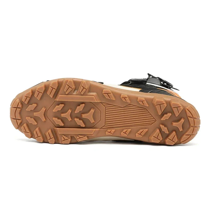 Summer Retro Mountain Off-road Motorcycle Riding Boots Men Motorbike Motocross Cycling Shoes With Gear Shift Pad Rubber Sole