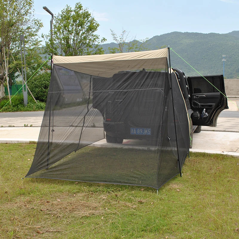 SUV Rear Tent with Mosquito Net – 4-Person Sun Shelter & Quick-Setup Car Canopy for Family Camping, Outdoor Adventures