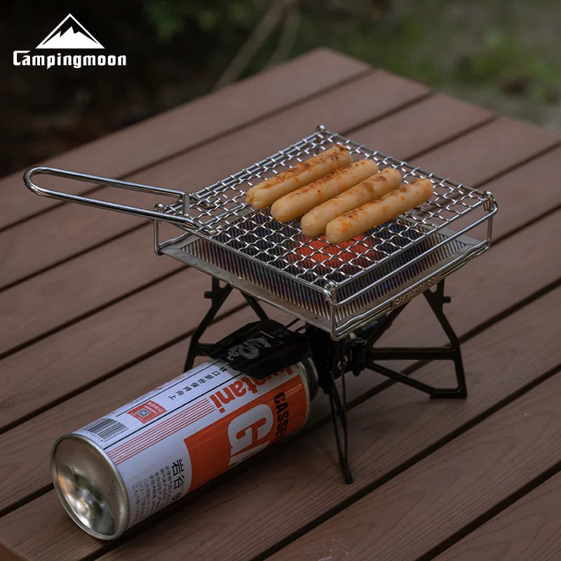 Camping Picnic Mini BBQ Grill Rack Campingmoon US-1312 US-1615 Steel Folding Bread Toast Grill Net