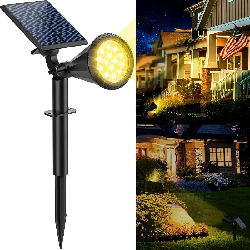 9 LED Solar Lamps Spotlights Outdoor Garden Backyard Waterproof Brightness Adjustable Spot Lights Driveway Lawn Decor Lighting