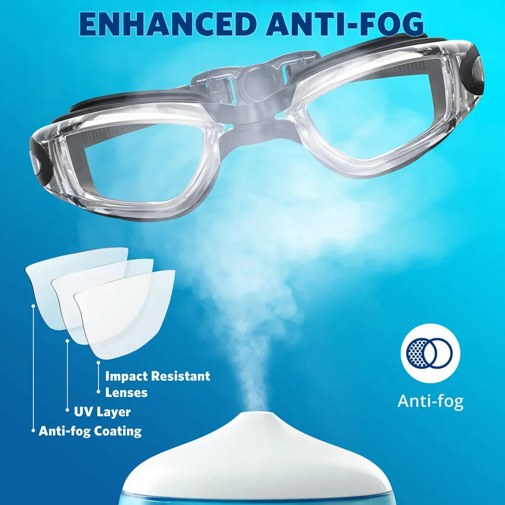 Professional Swimming Goggles Swim Glasses Anti-Fog Clear Vision Waterproof Quick Adjustable With earplug nose clip Eyewear