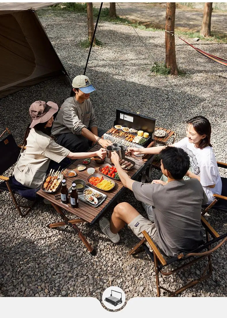 Naturehike Outdoor Portable Folding BBQ Grill Camping Enamel Charcoal Stove Ultralight Travel Picnic 4-8 Person Barbecue Stove