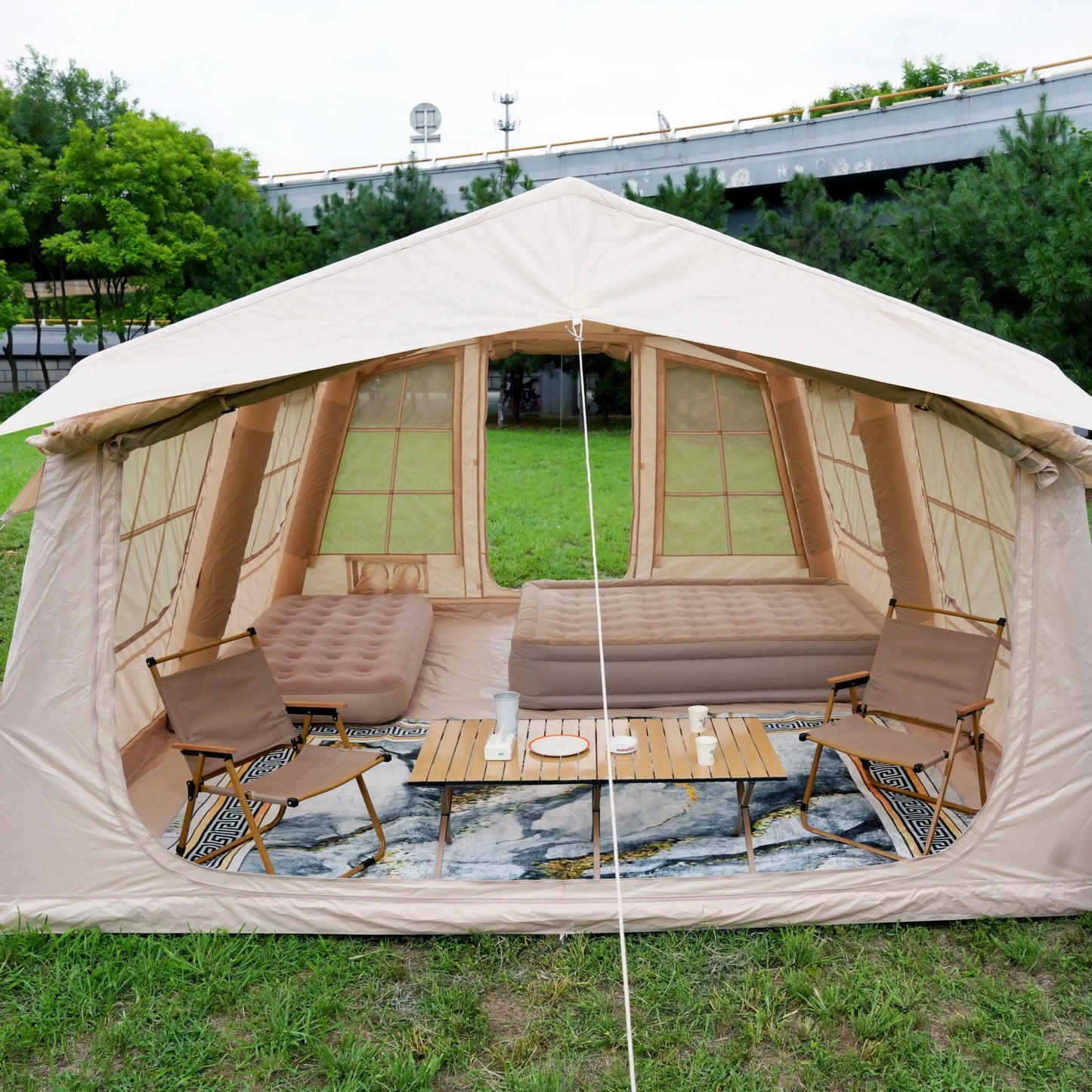 Large Inflatable Air Tourist Tent, Large Canvas Tents, Factory Glamping Cabin, Camping, Outdoor, Waterproof, 4 or 6 People