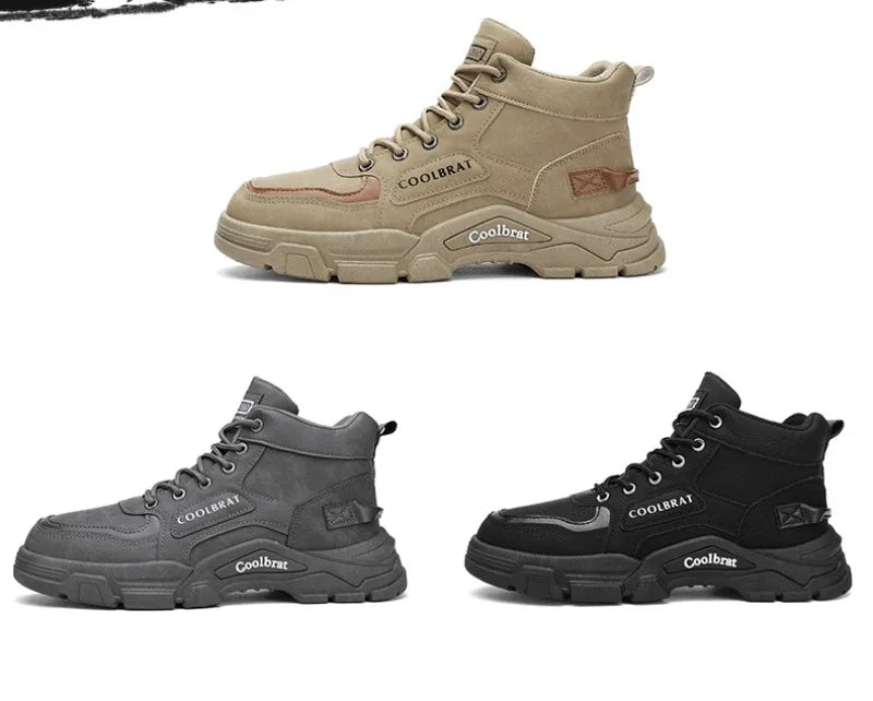 2024 Men's Boots Casual Shoes Winter Leather Designer Luxury Ankle Boots Platform Work Safety Shoe Sports Shoes Men's Boot Botas