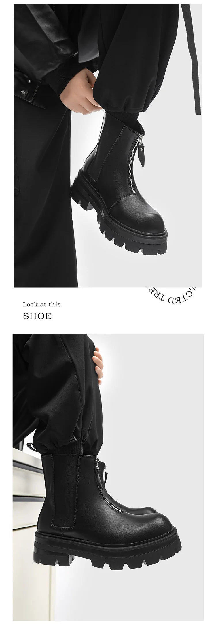 Autumn Winter Chelsea Platform Increase boots Men's Japan Korean Fashion Boots British High Top Black Motorcycle Men's Shoes