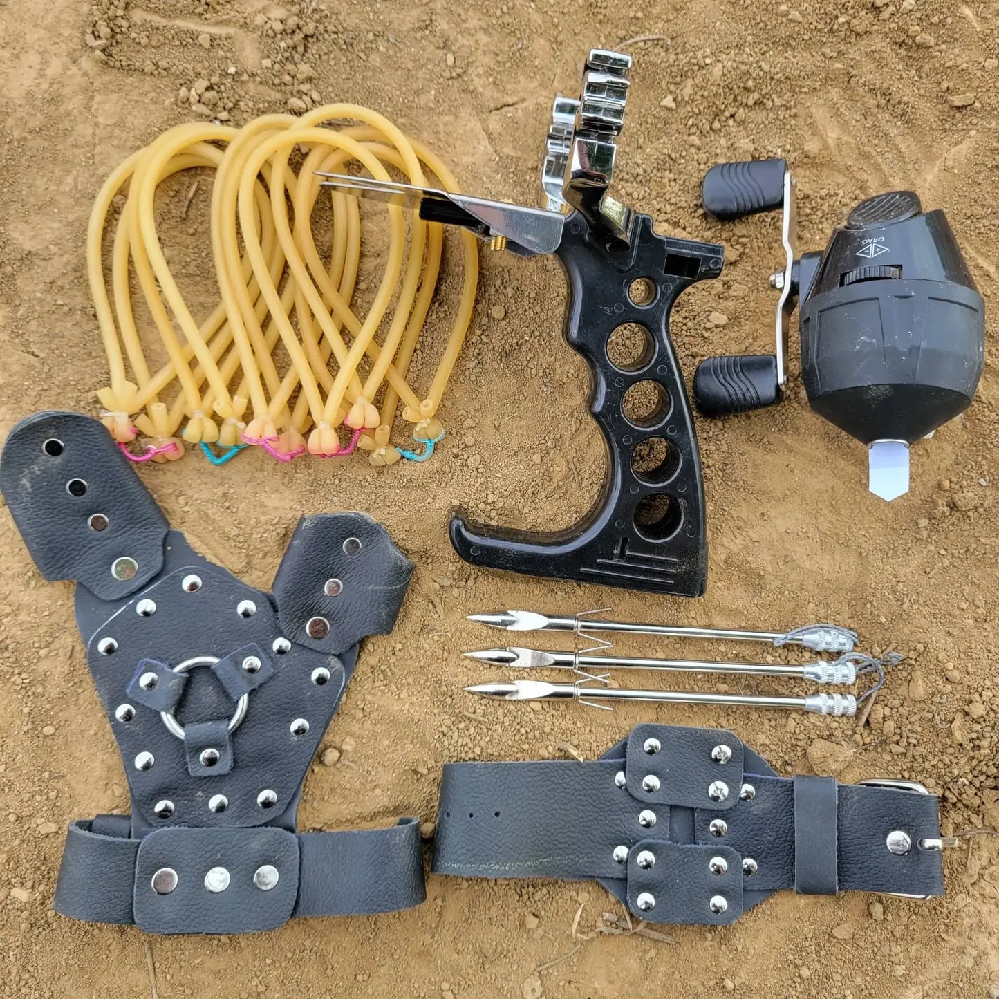 Strong Power Game Shooting Slingshot Full Set of Fishing Artifact Outdoor Hunting Catapult Horizontal Aiming Toy Slingshot