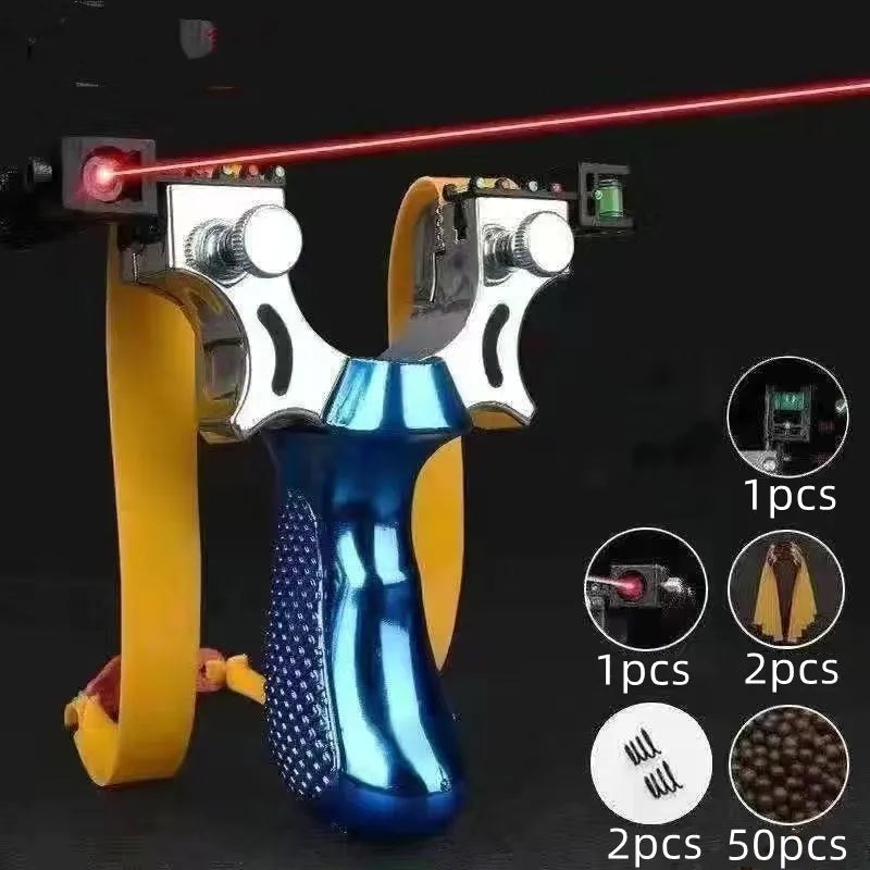 Laser Aiming Slingshot Set Resin Outdoor Hunting Catapult with Flat Rubber Band Outdoor High Precision Shooting Accessories Tool