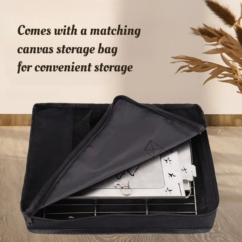 Stainless Steel Firewood Stove Household Multi-functional Detachable Barbecue Grill Outdoor Picnic Camp Cooking Supplies