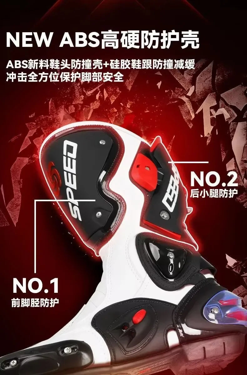 Riding Trider 100% NEW Motorcycle Boots Motocross Leather Long knee-high Shoes white black moto GP dirty bike SIZE 10-45 B1004