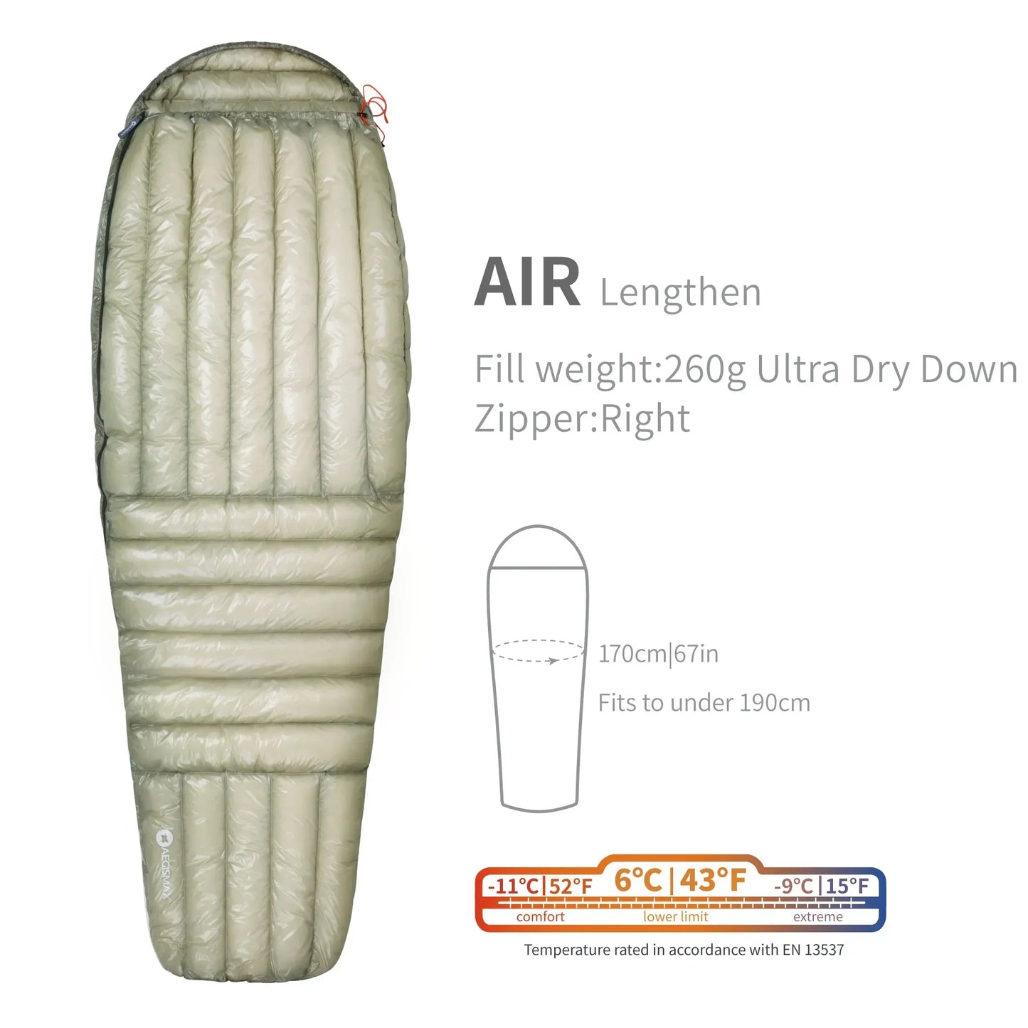 AEGISMAX AIR 10D 6 Degree Lightweight Ultra Dry Duck Down Pro 800FP Ultralight Sleeping Bag for Traveling Hiking Camping