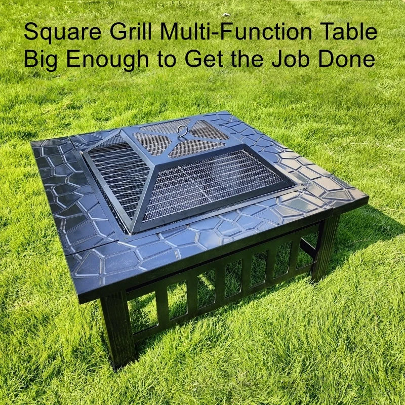 Outdoor Square Barbecue Grill Multi-Functional Barbecue Table Charcoal-Fired Tea-Brewing Table Wood-Burning Stove