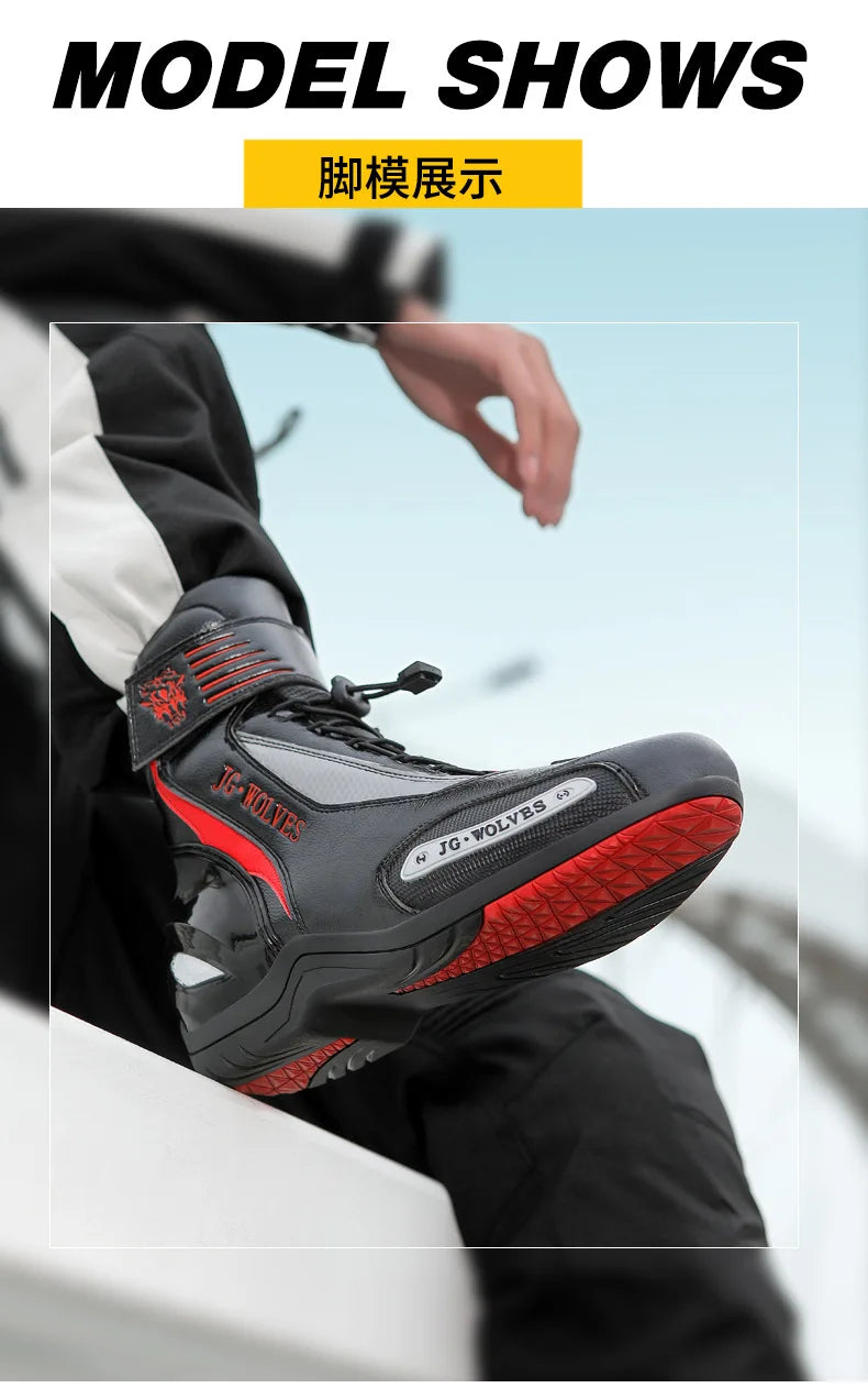 Motorcycle Shoes Men Off-road Adventure Motocross Low Boots  Retro Black Riding Shoes Rubber Sole Waterproof Motorcyclist Shoes