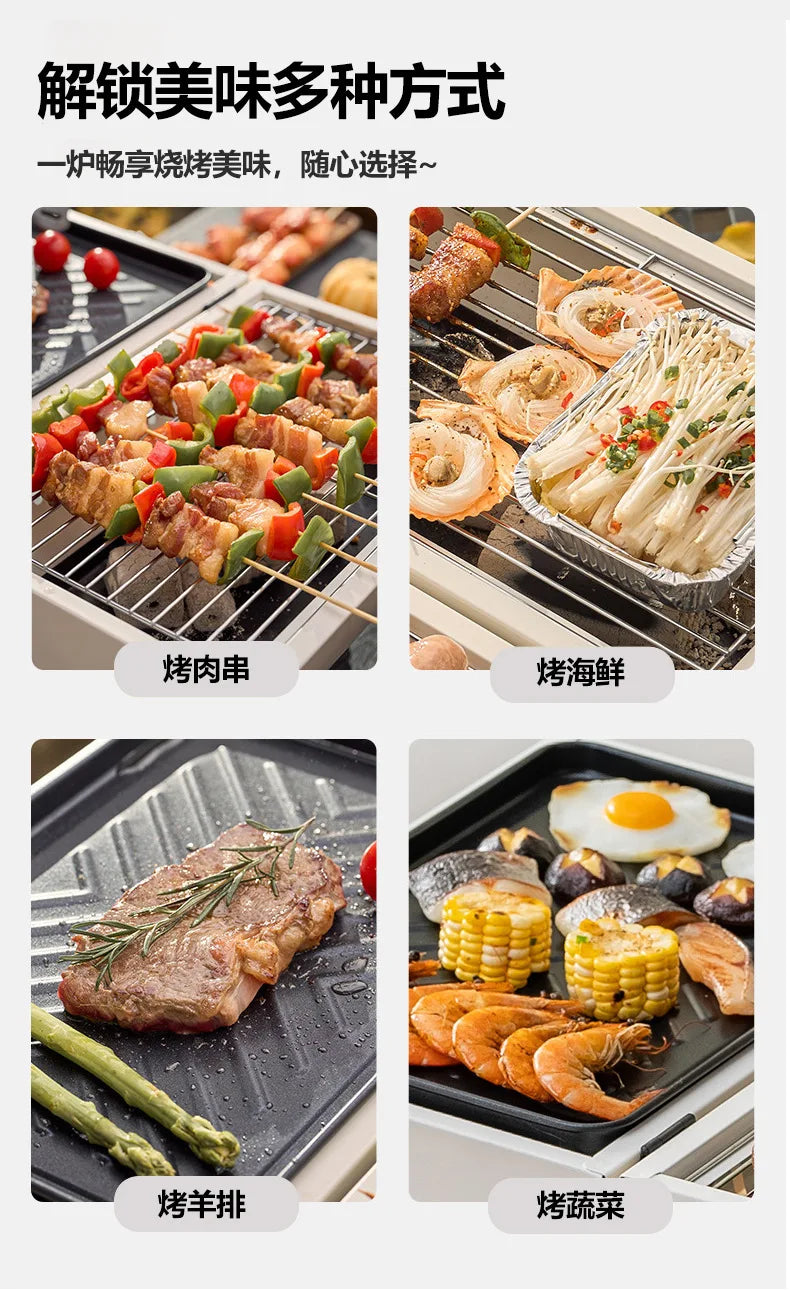 Carbon Steel Outdoor BBQ Grill  Dual-Sided Griddle with Independent Charcoal Tray Foldable Camping Gear  Handheld BBQ Grill