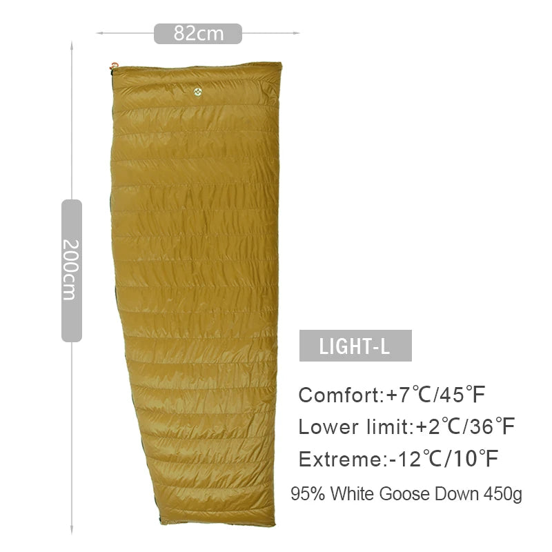 AEGISMAX LIGHT Envelope Adult Outdoor Camping Spliceable Down Sleeping Bag Duvet 800FP Goose Down