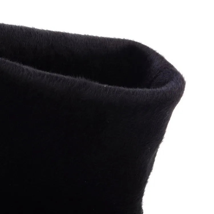 2024 Winter Elegant Women's Boot Over The Knee Street Style Knight 2.5CM New Belt Buckle Knee High Flat Knight Boots Women Shoes