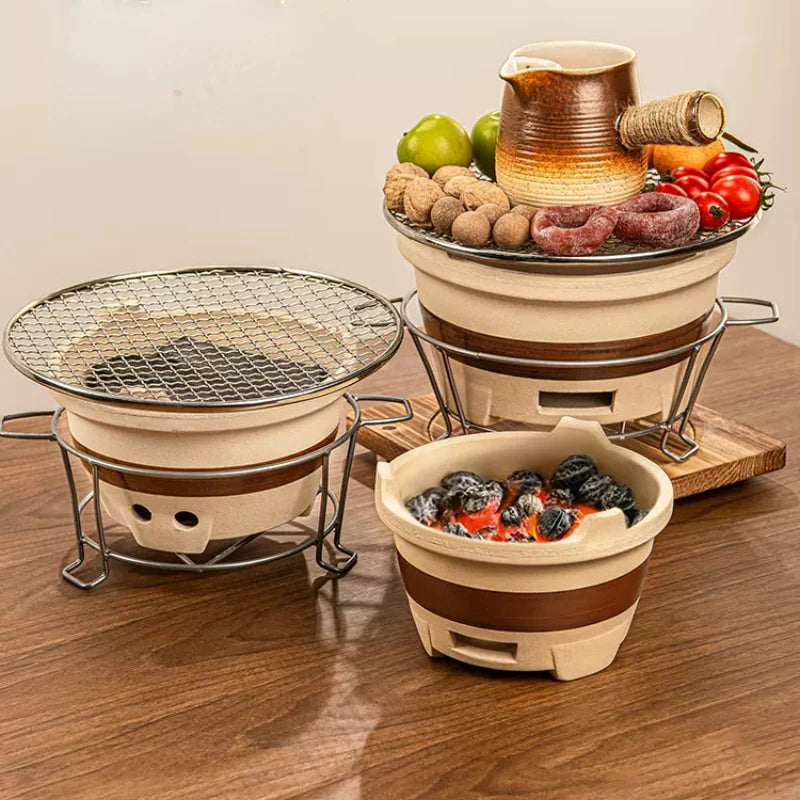 Kaolin-Household Charcoal Stove, Indoor Tea Heater, Outdoor BBQ Stand, Winter Heating Brazier, Household Charcoal Burner,