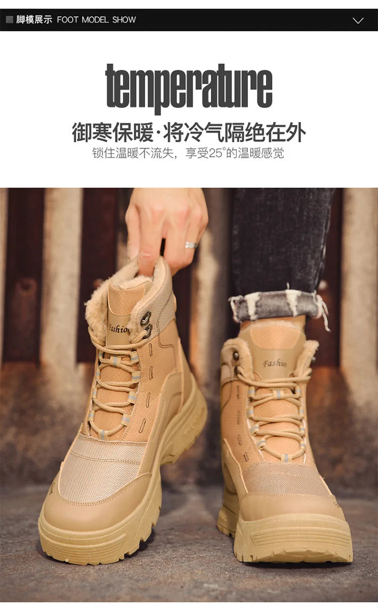 Winter Warm Men Boots Platform Boots High Top Men's Cotton Shoes Non-slip Working Ankle Boots for Men 2024 Short Plush Snow Boot