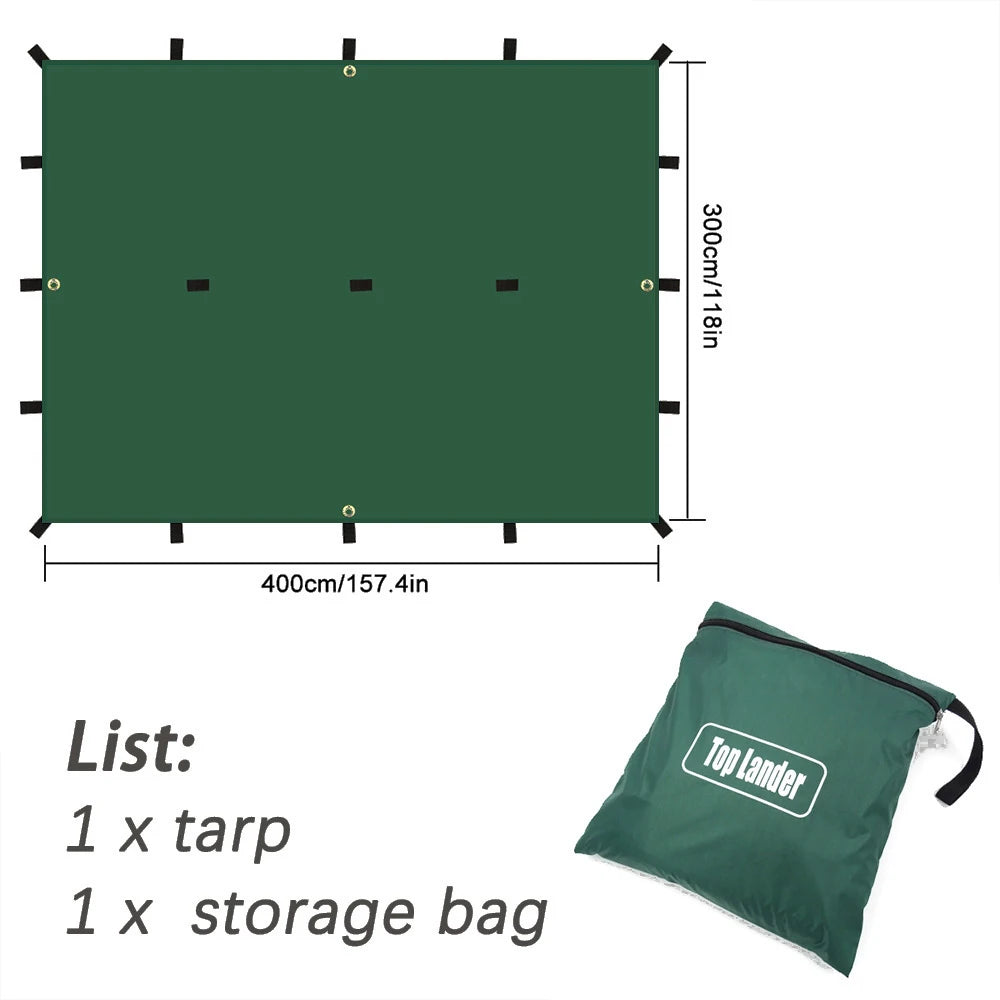 4x4m 4x3m 3x3m 19 Hang Points Tent Tarp Survival Sun Shelter Shade Canopy Outdoor Backpacking Waterproof Camping Awning SunShade