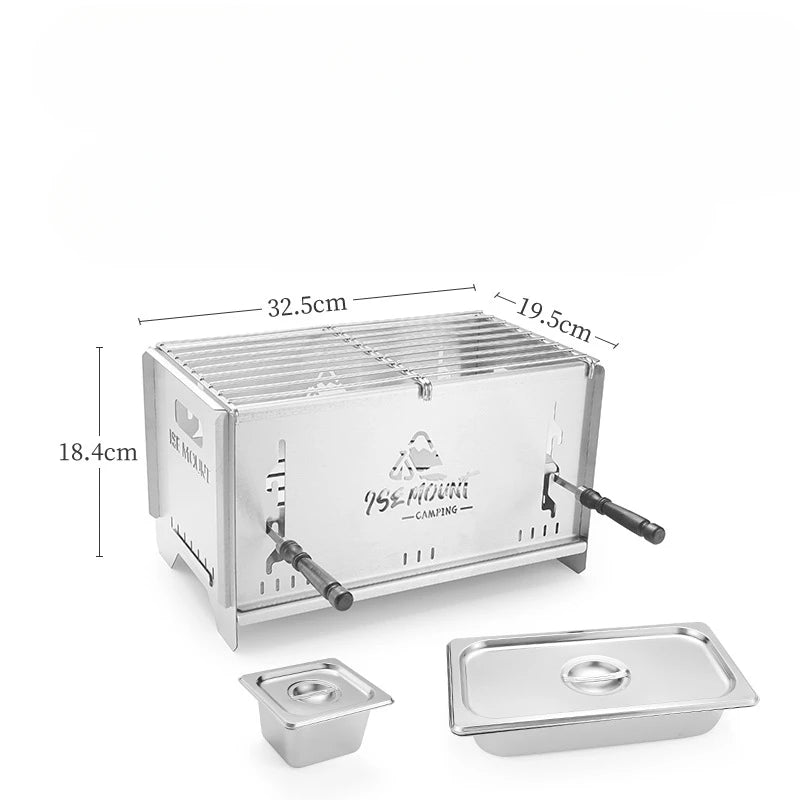 Camping Windproof Firewood Stove Stainless Steel Barbecue Grill Wood Burner Protable Outdoor Picnic Oden Cooking Furnace
