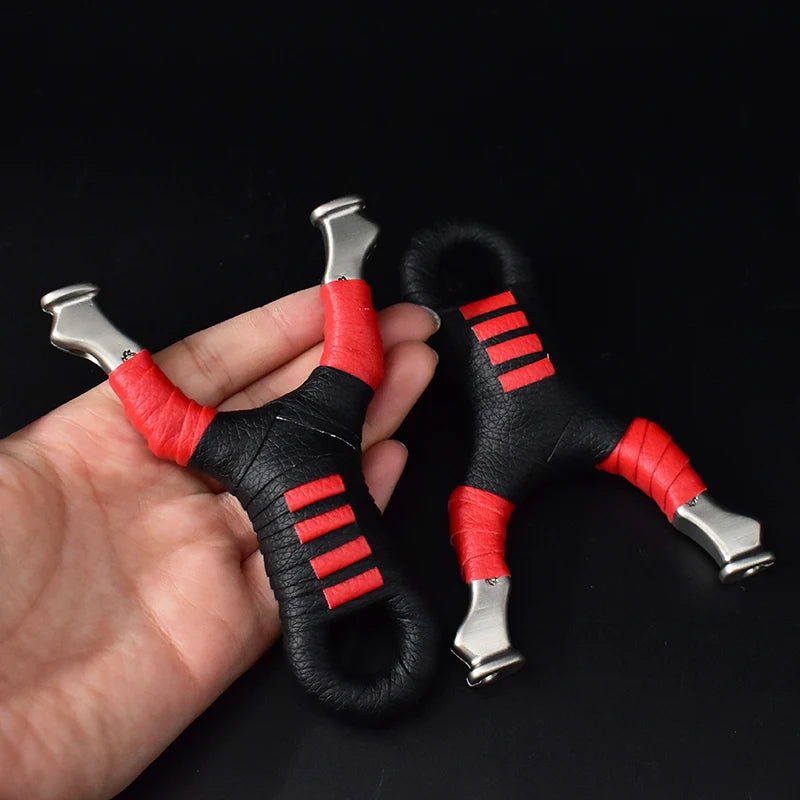 New Style Stainless Steel Powerful Slingshot with Tube Rubber Band Mud Balls Slingshot Catapult Bag for Hunting Outdoor