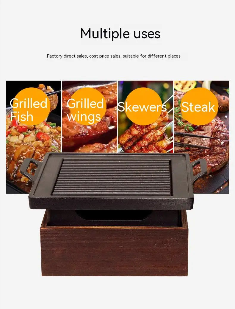 Smokeless Portable BBQ Grill Korean Japanese Barbecue Grill Charcoal BBQ Oven Alcohol Stove Household Non-stick Cooking Tools