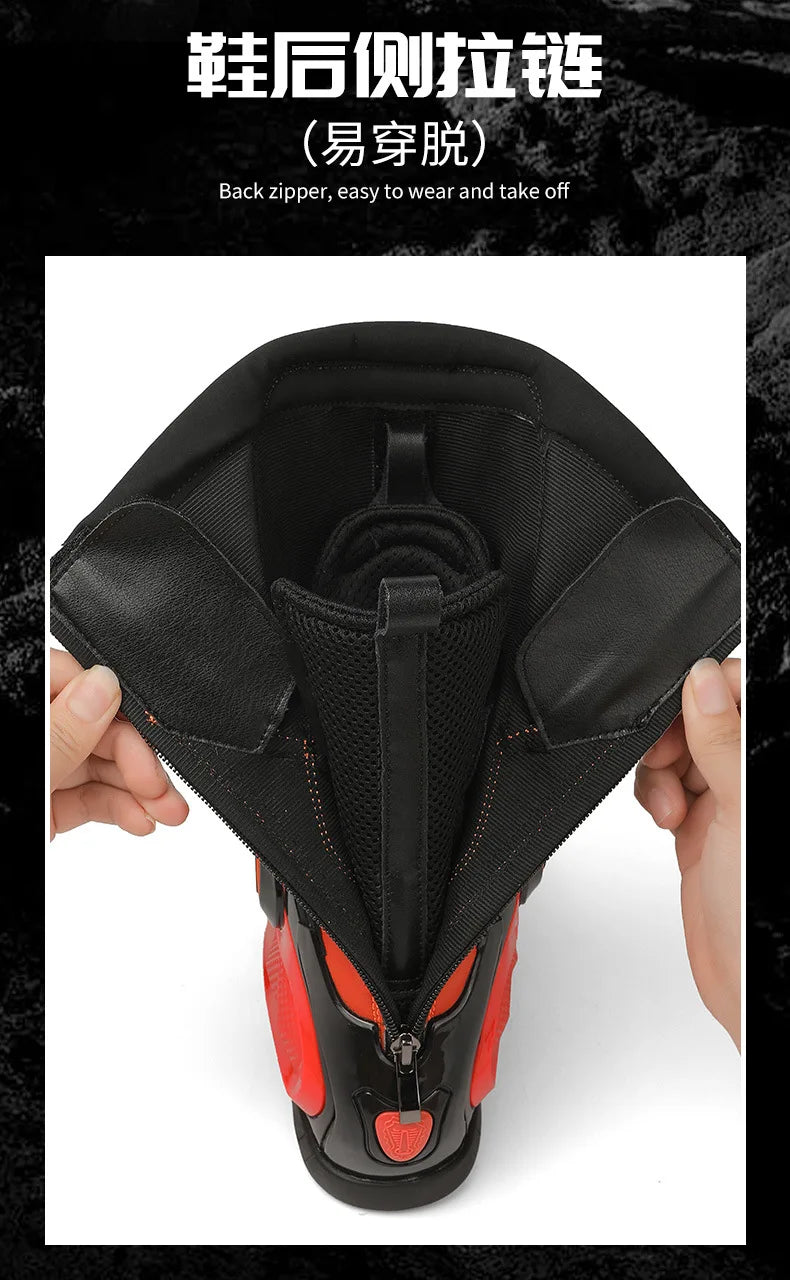 Professional Motorcycle Boots Anti-slip Mid-calf Long Ankle Off-road Racing Wear-resistant Motorcycle Rider Protective Shoes