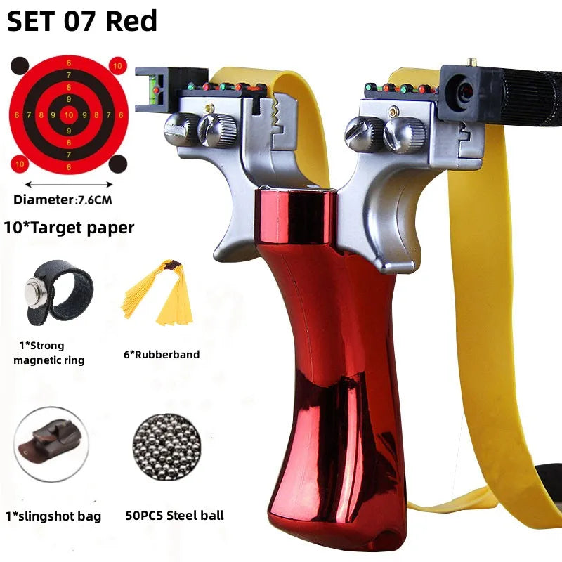 Powerful New Laser Slingshot Upgrade Outdoor Shooting Catapult Double Screw Quick Pressure Rubber Band Toy Hunting Tools Outdoor