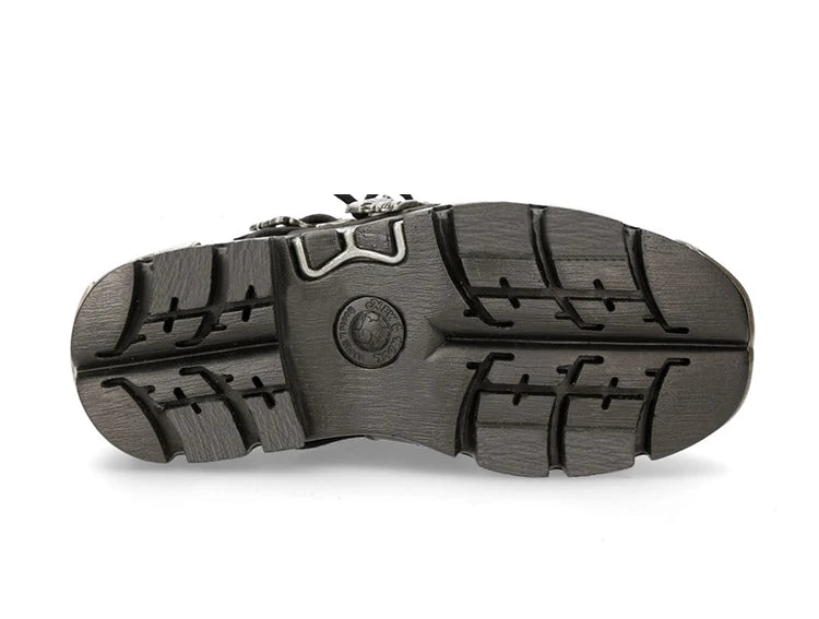 New Men's Gothic Skull Boots Black Women Shoes Designer Punk Metal Platform Walking Sneakers Skeleton Metal Buckles Ankle Boots