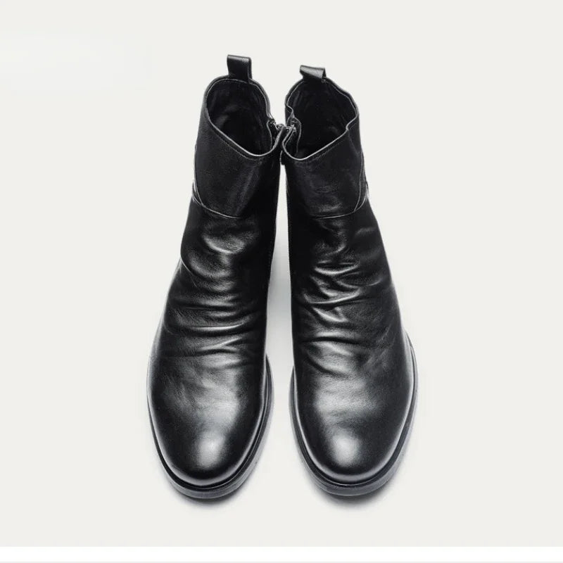 Men's Chelsea Boots High Quality Side Zipper Handmade Boots Men's Leather Boots Fashion New Casual Leisure Leather Shoes for Men