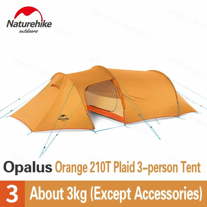 Naturehike-Ultralight Opalus Tunnel Double Tent, Outdoor Camping, Hiking, 2, 3, 4 Persons